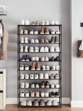 Metal 10-Tier Shoe Rack Organizer in Black